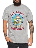 Los Pollos Herren T-Shirt Hermanos Bad Heisenberg Breaking, Farbe:Dunkelgrau Meliert;Größe:XL