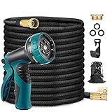 COOLPEEN 15,2 m, erweiterbarer Garten, 15,2 m, auslaufsicher, 10 Funktionen, flexibles Wasser, einziehbarer Schlauch, mit 1,27 cm massivem Messinganschluss und Aufbewahrungstasche, Schw