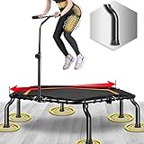 Happy Jump Fitness Trampolin,Ø ca 127 cm, Jumping Fitness Trampolin mit höhenverstellbarer Haltegriff für Indoor,bis 250lbs Benutzergew