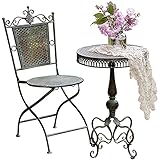 YLKCU Terrassen-Beistelltisch mit Stuhl, Runder Metall-Couchtisch & Gartenhocker für den Außenbereich, Wetterbeständiger Beistelltisch & Bistrotisch für Innen, Hof, G