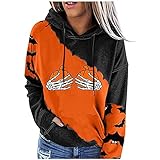 MOKBAY Halloween Printed Langarm Top Damen Taschen Colourblock Kapuzen Sweatshirt Lights Outdoor Halloween Halloween Kopf Frauen Kostüm Sexy Damen Dekoration Garten Halloween Kostüm M