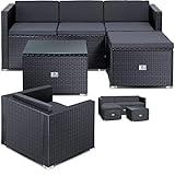 KESSER® Polyrattan Lounge Aruba - Gartenlounge für 4-5 Personen Gartenmöbel-Set Sitzgruppe aus 3er Gartensofa, Sessel, Hocker Beistelltisch mit Sitzkissen für Garten, Terrasse und Balkon,