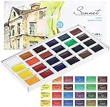 Sonnet Aquarellfarbkasten Set - 24 kräftige Studio Aquarellfarben - Hochwertige Wasserfarben von Nevskay