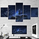 YUANJUN Mit Rahmen Vlies Leinwanddrucke 5 Teilig Kunstdruck Leinwand Bild XXL Format Wandbilder Wohnzimmer Wohnung Deko Gerahmtes Spielcharak