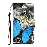 Nadoli für iPhone 6S / 6 Hülle,Schmetterling Muster PU Leder Magnetisch Flip Brieftasche mit Handschlaufe Kartenslot Ständer Klapphülle für iPhone 6S / 6