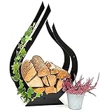 DanDiBo Kaminholzregal Innen Metall Schwarz Kaminholzständer Flamme 79 cm 96169 Holzkorb Kaminholzhalter Feuerholzregal Holzreg
