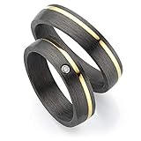 123traumringe Trauringe/Eheringe in Titan-Gold/Carbon in Juwelier-Qualität (Brillant/Gravur/Ringmaßband/Etui)
