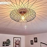 Deckenleuchte Wemude, Deckenlampe aus Metall in Schwarz/Kupfer, 1-flammig, 1 x E27-Fassung max. 60 Watt, moderner Leuchte im Retro/Vintage Design m. Gitter u. Lichteffekt an der Decke, LED geeig