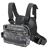 Qqmora 600D Oxford Nylontuch Reflektierendes Tuch Nylon Brusttasche Kratzfest, für Laufübungen, für Bewegungstrend(Grey Pattern)