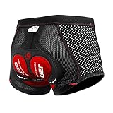 X-TIGER Herren Radunterhose Fahrradhosen mit 5D Sitzpolster Fahrrad MTB Unterwäsche Pro Bike Boxer Größe Kurze Hosen (Rot/ Basic, XXL)