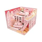 Amagogo LED Puppenhaus Licht Holz Rosa Haus 3D Puzzles Pupp