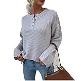 ZYYM Damen Pullover Lässiges Pulli Sweater Lange Ärmel Strickpullover Rundhals Langarm Jumper Tops Damen Winter Elegant Grobstrickpullover Langarm Lose Pulli Oberteile Mode Pullover Strickp