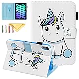 Uliking Schutzhülle für iPad Mini 6 2021 mit Stifthalter, leicht, bunt, PU-Leder, mit Magnetverschluss, Standfunktion, Smart Cover für iPad Mini 6. Generation, 21,1 cm, weißes E