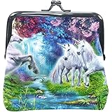 Münzbörse mit weißem Pferd und blühenden Bäumen, Blumen, Taube, Fluss, Brücke, Münzbeutel, Tasche, Münztasche, Münzbörse für Damen und M