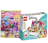 Collectix Lego Set: Märchenbuch Abenteuer mit Arielle, Belle, Cinderella und Tiana 43193 + Prinzessinnen Heft (Rätsel, Poster, Comics) inklusive Polybag Schmink