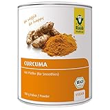 Raab Vitalfood Bio Curcuma-Pulver mit Curcumin und Piperin aus schwarzem Pfeffer, ohne Zusätze, vegan, hergestellt & laborgeprüft, 100 g