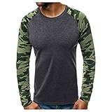 AWDX 2021 Langarmshirt Herren Oberteile Einfarbig/Patchwork/Camouflage Langarm Coole T-Shirts Ohne Label 13 Farbe Lässige Atmungsaktiv Rundkragen Longsleeve Longshirt Sportshirts Männer und Jung