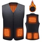Slimerence Herren Elektrische Beheizte Weste USB-Lade Erhitzt 5 Infrarot-Heizelemente aus Carbon Fiber Reißverschluss Einstellbare Temperatur für Körperwärmer in Winter Outdoor Camping Schwarz 2XL