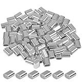 100 Stk Aluminiumhülse Ovale, Pressklemme aus Aluminium, Oval Alu Klemme Drahtseilklemmen, Presshülsen Seilklemme für Kabel Seile (3 mm)