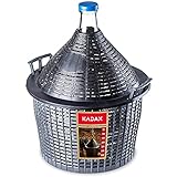 KADAX Glasballon, Gärballon mit Kunststoffkorb, Gummistopfen, schmale Öffnung, Weinballon, Flasche, Glasflasche, Gallone, Gärbehälter, Glasgärballon, Gäreimer (54L)