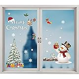 2 Pcs Weihnachten Fenster Aufkleber, FOCHRETEK Fensterbilder Weihnachten Muster Weihnachten Selbstklebende Fenster Dekorationen Fenster Aufkleber PVC Weihnachtsmann Weihnachten Fenster Dek