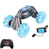 NAMFZX 2.4G Gestensensor Twist Fernbedienung Auto Lateral Drift Klettern Offroad Stunt Auto Light Music RC Auto Doppelseitiges Fahren mit Zwei wiederaufladbaren B