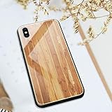 Ysimee kompatibel mit iPhone XS Max Hülle - Holz Design Gehärtetes Glas Zurück mit Weiche TPU Silikon Rahmen Schutzhülle Silikon Bumper Schutz vor Stoßfest/Scratch HandyHülle, Holz -3