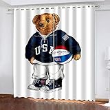 XDJQZX Gardinen Mit Ösen, Für Schlafzimmer Wohnzimmer Kinderzimmer Fensterdekoration, Vorhang Blickdicht 3D Cartoon Cartoon Bär Muster 260X240 cm 2Er Set Thermo Verdunklungsvorhäng