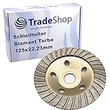 Trade-Shop Profi TURBO Diamant Schleifteller 125 x 22,2mm kompatibel mit DeWalt Eibenstock Festool Hilti Flex Collomix Winkelschleifer F