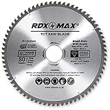 RDXMAX TCT Kreissägeblatt 210 mm x 80 T x 30 mm Bohrung (16, 20 und 25.4 mm Ring) für Weichholz, Hartholz, passend für Evolution Bosch Makita, geeignet für Gehrungstisch und Handsäge (Bohrung 30 mm)