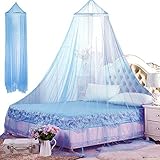 Prinzessin Moskitonetz aus Spitze Himmelbett, BETOY Moskitonetz Spitzen-Betthimmel,Prinzessin Moskitonetz für Kinder Fliegen und Insekten-Schutz und Dekoration Höhe 250 cm(Blau)