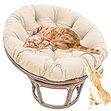 SRHWBF Papasan-Stuhlkissen Bodenkissen für den Außenbereich Papasan-Kissen Hängekorb Stuhlkissen rund Rattan-Stuhlkissen weich dick, Beige (60cm(23.62inch))