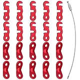 DXLing 20 Stück Aluminiumlegierung Zelt Abspannläufer Rot Zeltspanner Guyline Tensioner Zwei Arten Zeltleinenspanner Spanner Seil Teller Windseilschnalle Leinenspanner für Zelt Wandern Camping