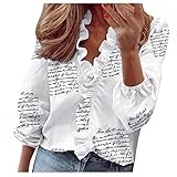 Bluse Damen Oberteil V-Ausschnitt mit Laternen Ärmel Elegant Langarmshirt Langarm Hemd Tops Pullover Sleeves Slim Fit Einfarbig T-Shirt Tops Damen Langarmshirts Rundhals Basic Oberteile mit Sp