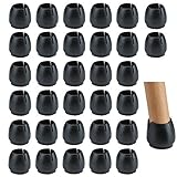 Lezed Gummi Stuhl Kappen Füße Pads Schwarz Stuhlkappen Stuhlbeinschutz Stuhlbeinkappen Stuhlbein Socken Tische und stühle fuß Protektoren für 12-16MM Runde Beine 32pcs (12-16MM)