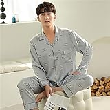 LYWZX Satin Schlafanzug Herren Frühling Ice Silk Dünne Pyjama-Sets Männer Sommer Pyjama Männlichen Print Schlaf Tops + Elastische Taillenhose Lose Weiche Pijama Nachtwäsche Sets-Picture 2 XXL