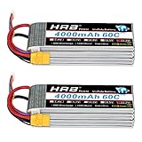 HRB 2PCS 6S 22.2V 4000mAh 60C Lipo Batterie mit XT90 Stecker für RC Hubschrauber Flugzeug Auto Boot LKW (XT90)