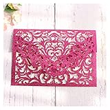 PINGPUNG Einladungskarte Glitzer Einladungen Hohl Gold Silber Rose Gold Hochzeit Braut Geschenkkarte Geburtstagsgrußkarte Druckerei (Color : Fuchsia, Size : Customized Printing)