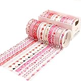 Feelairy Washi Tape Liebe Set, Washi Masking Tape Dekorative Klebeband für Scrapbooking, Bullet Journal, Planer, Geschenkverpackung - 10 Rolls Bronzieren Herz M