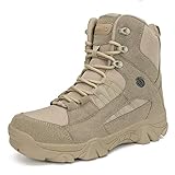 Dannto Herren Military Stiefel Tactical Arbeit Stiefel Army Stiefel Wanderstiefel Trekkingstiefel Atmungsaktive für Outdoor Camping Wandern Bergsteigen Wüsten Offroad Angeln Jagen (Hellbraun,44)