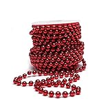 Sepkina Perlenband Christbaumkette Christbaum Perlenkette Perlengirlande Perlenschnur Weihnachten Advent Hochzeit Deko Tischdeko Meterware rot 0,90€/M (S-P10-04-red) (0,90€/m)