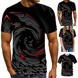 Dasongff Herren 3D Print T-Shirt Rundhals O-Neck Mode Kurzarm Drucken Tee Shirt Regular Fit mit kurzen Ärmeln Oberteile Lässige Vintage T-Shirt Stilvolle Street Graphic T-Shirts Trainingsob