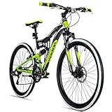 Bergsteiger Kodiak 26 Zoll, 29 Zoll Mountainbike, ab 150 cm, Scheibenbremse, Shimano 21 Gang-Schaltung, Vollfederung, Fully MTB, Jungen-Fahrrad & Herren-F