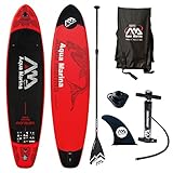 Aqua Marina Sport Monster Modell 2018 12.0 iSUP Sup Stand Up Paddle Board II Paddel, Rot schwarz, 365cm x82cm x 15