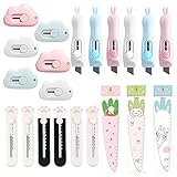 Kaimeilai Box Cutter Brieföffner, 18 Stück Mini Portable Allzweckmesser Papierschneider 3 Stück Lineal, Express Box Messer Papier Cutter Handwerk Verpackung Schreibwaren Schule Bürobedarf Geschenk