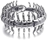 AACXRCR Punk Metall Armband Männer Titanstahl Tier Centipede Armband Casting 22 x 3,2 cm Personalisiertes Geschenk (Farbe: Silber, Größe: 22 x 3,2 cm) (Color : Silver, Size : 22x3.2cm)