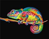 zhenc 5D Colorful Chameleon DIY Full Quadratisch Diamant Malerei Tiere Stickerei Full Bohrer Craft Decor Kreuzstich Kits 60x75CM