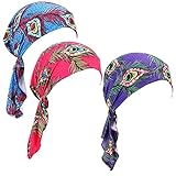 zmdnys Vorgebundener Turban Chemo-Kopftuch, Kopfbedeckung zum Schlafen, Rose Red Blue Purple, 6 3/4/7 1/4