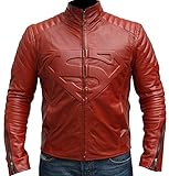 Smallville Superman Herren Lederkostüm-Jacke, gesteppte Schulter, Tom Welling Biker, Lederjacke Gr. XXXL,