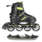 2in1 Inlineskates/Schlittschuhe Nils Extreme Spirit Schwarz/Lime ABEC7 Gr. 39-43 verstellb